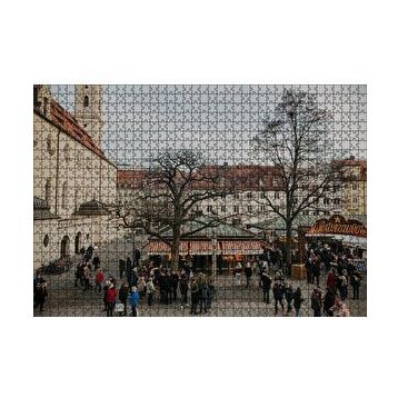 Cakapuzzle Binalar Meydan Ağaçlar ve Kalabalıklar 120 Parça Ahşap Puzzle
