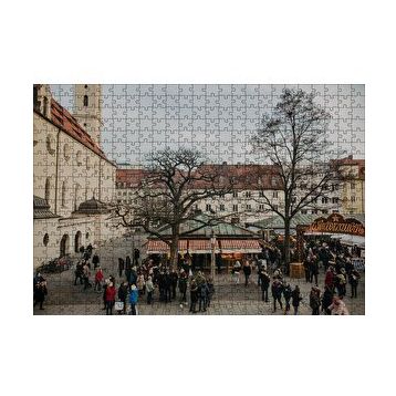 Cakapuzzle Binalar Meydan Ağaçlar ve Kalabalıklar 120 Parça Ahşap Puzzle