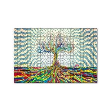 Cakapuzzle Bir Ağaç Oluşturan Renkli Teller Görseli 120 Parça Ahşap Puzzle