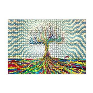 Cakapuzzle Bir Ağaç Oluşturan Renkli Teller Görseli 120 Parça Ahşap Puzzle
