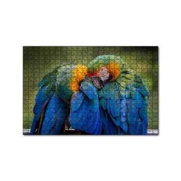 Cakapuzzle Bir Çift Mavi Macaw Papağanı 120 Parça Ahşap Puzzle
