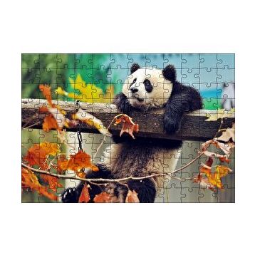 Cakapuzzle Bir Çitte Sarkan Panda Görseli 120 Parça Ahşap Puzzle