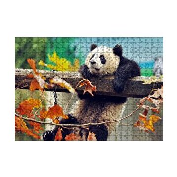 Cakapuzzle Bir Çitte Sarkan Panda Görseli 120 Parça Ahşap Puzzle
