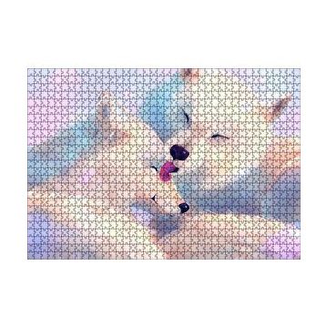 Cakapuzzle Birbirini Temizleyen Beyaz Kurtlar Çizim 120 Parça Ahşap Puzzle
