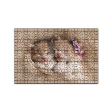 Cakapuzzle Birlikte Uyuyan Sevimli Yavru Kediler 120 Parça Ahşap Puzzle
