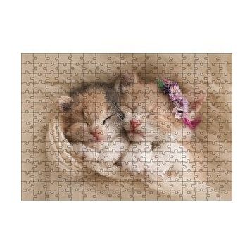 Cakapuzzle Birlikte Uyuyan Sevimli Yavru Kediler 120 Parça Ahşap Puzzle