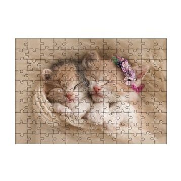 Cakapuzzle Birlikte Uyuyan Sevimli Yavru Kediler 120 Parça Ahşap Puzzle