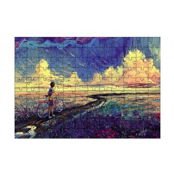 Cakapuzzle Bisikletli Çocuk 120 Parça Ahşap Puzzle