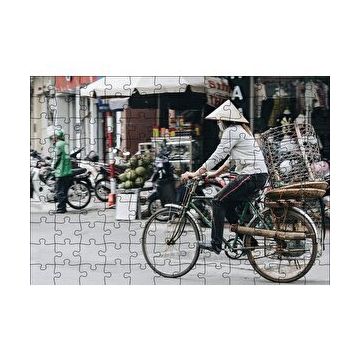 Cakapuzzle Bisikletli Uzakdoğulu 120 Parça Ahşap Puzzle