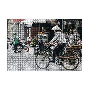 Cakapuzzle Bisikletli Uzakdoğulu 120 Parça Ahşap Puzzle