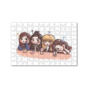 Cakapuzzle Black Pink Pop Grubu Karikatürize 120 Parça Ahşap Puzzle