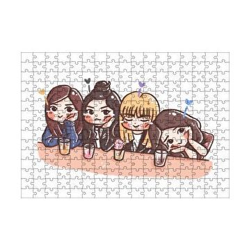 Cakapuzzle Black Pink Pop Grubu Karikatürize 120 Parça Ahşap Puzzle