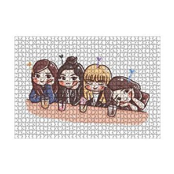 Cakapuzzle Black Pink Pop Grubu Karikatürize 120 Parça Ahşap Puzzle