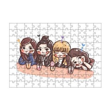 Cakapuzzle Black Pink Pop Grubu Karikatürize 120 Parça Ahşap Puzzle
