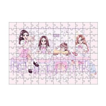 Cakapuzzle Black Pink Pop Grubu Üyeleri Çocuksu Çizim 120 Parça Ahşap Puzzle