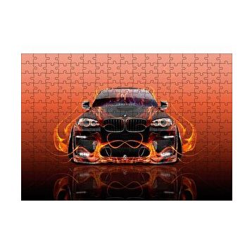 Cakapuzzle BMW X6 ve Kırmızı Alevler 120 Parça Ahşap Puzzle