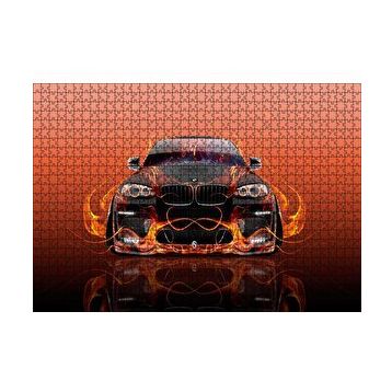 Cakapuzzle BMW X6 ve Kırmızı Alevler 120 Parça Ahşap Puzzle