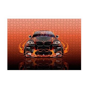 Cakapuzzle BMW X6 ve Kırmızı Alevler 120 Parça Ahşap Puzzle
