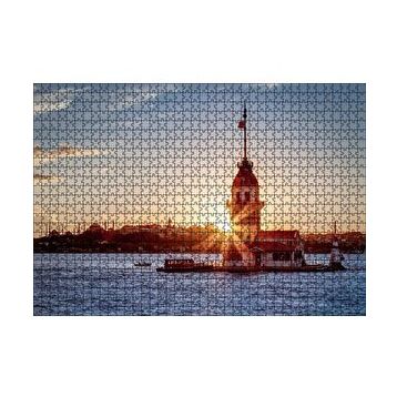 Cakapuzzle Boğaz Kız Kulesi ve Günbatımı 120 Parça Ahşap Puzzle