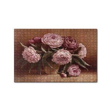 Cakapuzzle Bordo ve Pembe Çiçekler 120 Parça Ahşap Puzzle