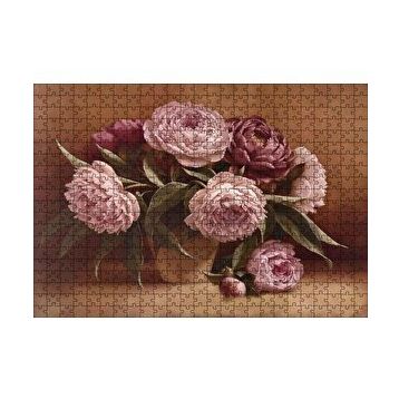 Cakapuzzle Bordo ve Pembe Çiçekler 120 Parça Ahşap Puzzle