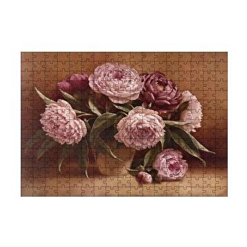 Cakapuzzle Bordo ve Pembe Çiçekler 120 Parça Ahşap Puzzle
