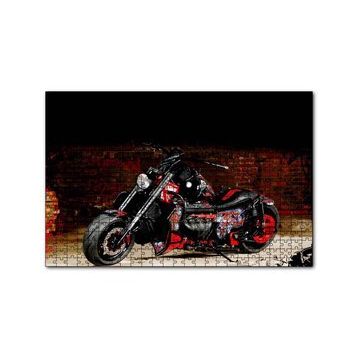 Cakapuzzle Boss Hoss Motosiklet Siyah Kırmızı Görsel 120 Parça Ahşap Puzzle