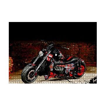 Cakapuzzle Boss Hoss Motosiklet Siyah Kırmızı Görsel 120 Parça Ahşap Puzzle