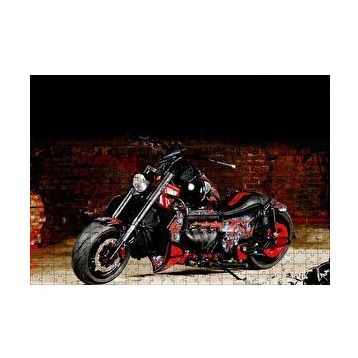 Cakapuzzle Boss Hoss Motosiklet Siyah Kırmızı Görsel 120 Parça Ahşap Puzzle