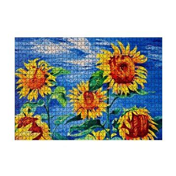 Cakapuzzle Boyama Sanatı Günebakan Görseli 120 Parça Ahşap Puzzle