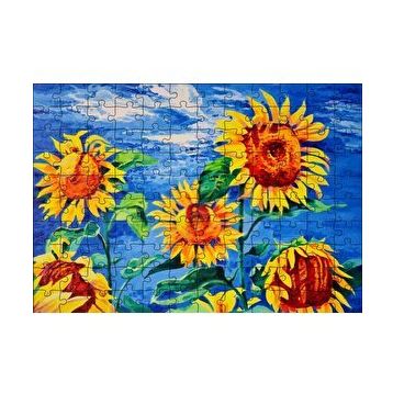 Cakapuzzle Boyama Sanatı Günebakan Görseli 120 Parça Ahşap Puzzle