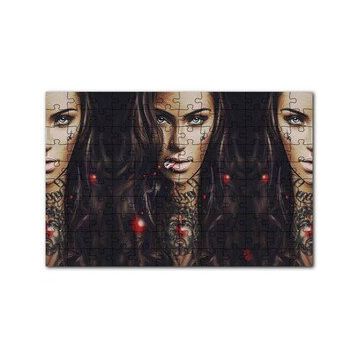 Cakapuzzle Boyun Dövme İllüstrasyonlu Kadın Görseli 120 Parça Ahşap Puzzle