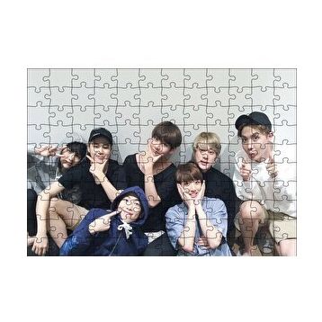 Cakapuzzle BTS Kore Pop Gülümseyen Yüzler 120 Parça Ahşap Puzzle