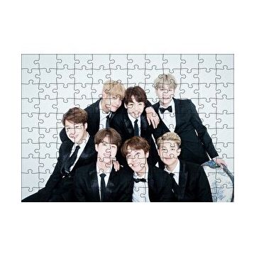 Cakapuzzle BTS Kore Pop Siyah Takım Elbiseli 120 Parça Ahşap Puzzle