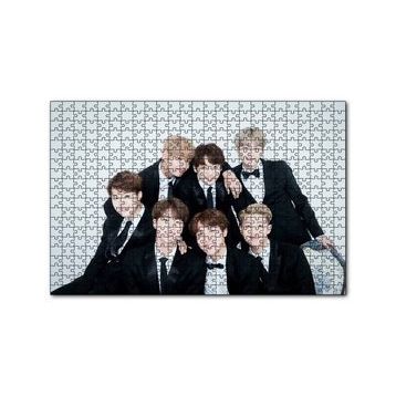 Cakapuzzle BTS Koreli Gençler Gülümseyen Yüzleri 120 Parça Ahşap Puzzle