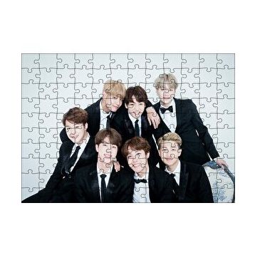 Cakapuzzle BTS Koreli Gençler Gülümseyen Yüzleri 120 Parça Ahşap Puzzle