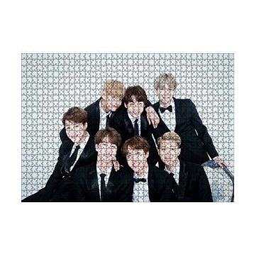 Cakapuzzle BTS Koreli Gençler Gülümseyen Yüzleri 120 Parça Ahşap Puzzle