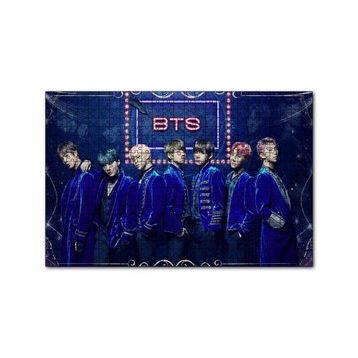 Cakapuzzle BTS Koreli Gençler Mavi Fon 120 Parça Ahşap Puzzle