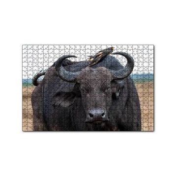 Cakapuzzle Buffalo ve Sırtındaki Kuş Arkadaşları 120 Parça Ahşap Puzzle