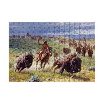 Cakapuzzle Buffolo Avcısı Kızılderililer 120 Parça Ahşap Puzzle