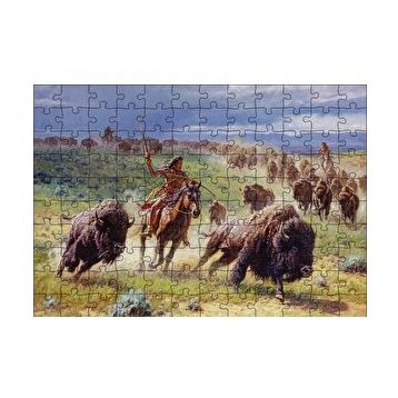 Cakapuzzle Buffolo Avcısı Kızılderililer 120 Parça Ahşap Puzzle