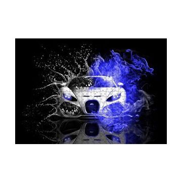 Cakapuzzle Bugatti Su Damlaları ve Mavi Dumanlar 120 Parça Ahşap Puzzle