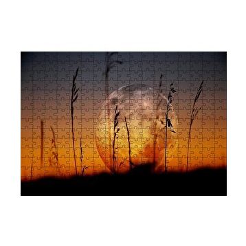 Cakapuzzle Buğday Başaklarının Ardında Muhteşem Dolunay 120 Parça Ahşap Puzzle