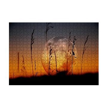 Cakapuzzle Buğday Başaklarının Ardında Muhteşem Dolunay 120 Parça Ahşap Puzzle