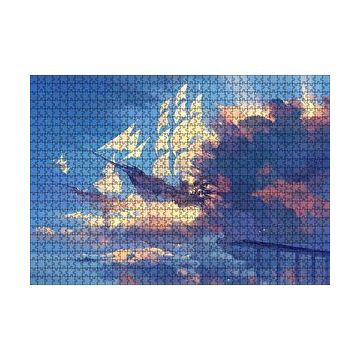 Cakapuzzle Bulutlar ve Fantastik Yelkenliler 120 Parça Ahşap Puzzle