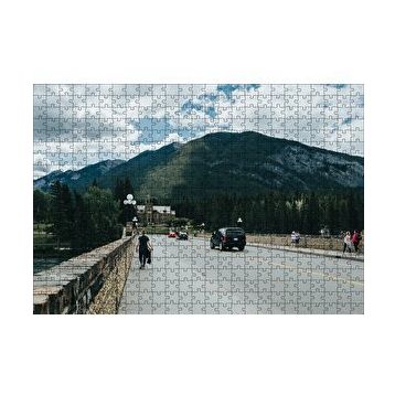 Cakapuzzle Bulutlu Gökler Köprü ve Dağlar 120 Parça Ahşap Puzzle