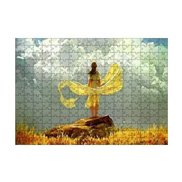Cakapuzzle Bulutlu Gökler ve Sarı Elbiseli Kız 120 Parça Ahşap Puzzle