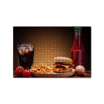 Cakapuzzle Burger Patates Ketçap Buzlu Kola 120 Parça Ahşap Puzzle
