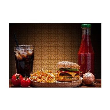 Cakapuzzle Burger Patates Ketçap Buzlu Kola 120 Parça Ahşap Puzzle