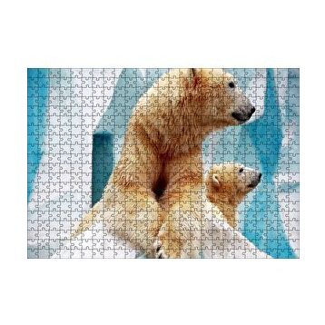Cakapuzzle Buzdağı Önündeki Kutup Ayıları 120 Parça Ahşap Puzzle